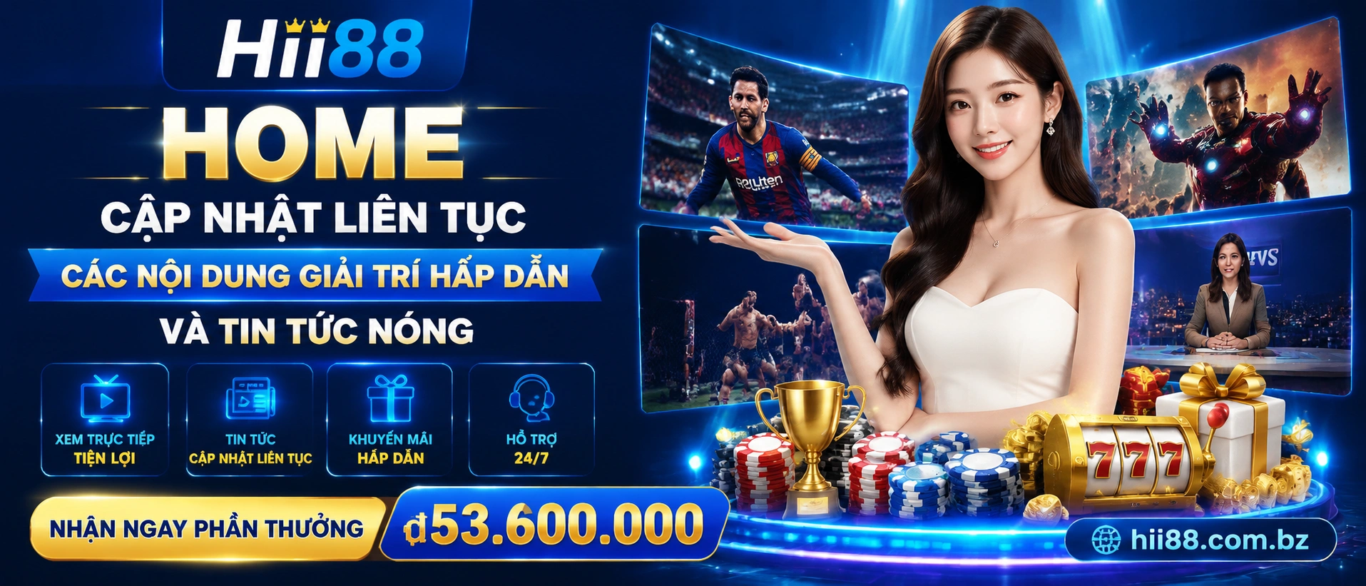 Giao diện ưu đãi và thành viên trên hii88.com.bz