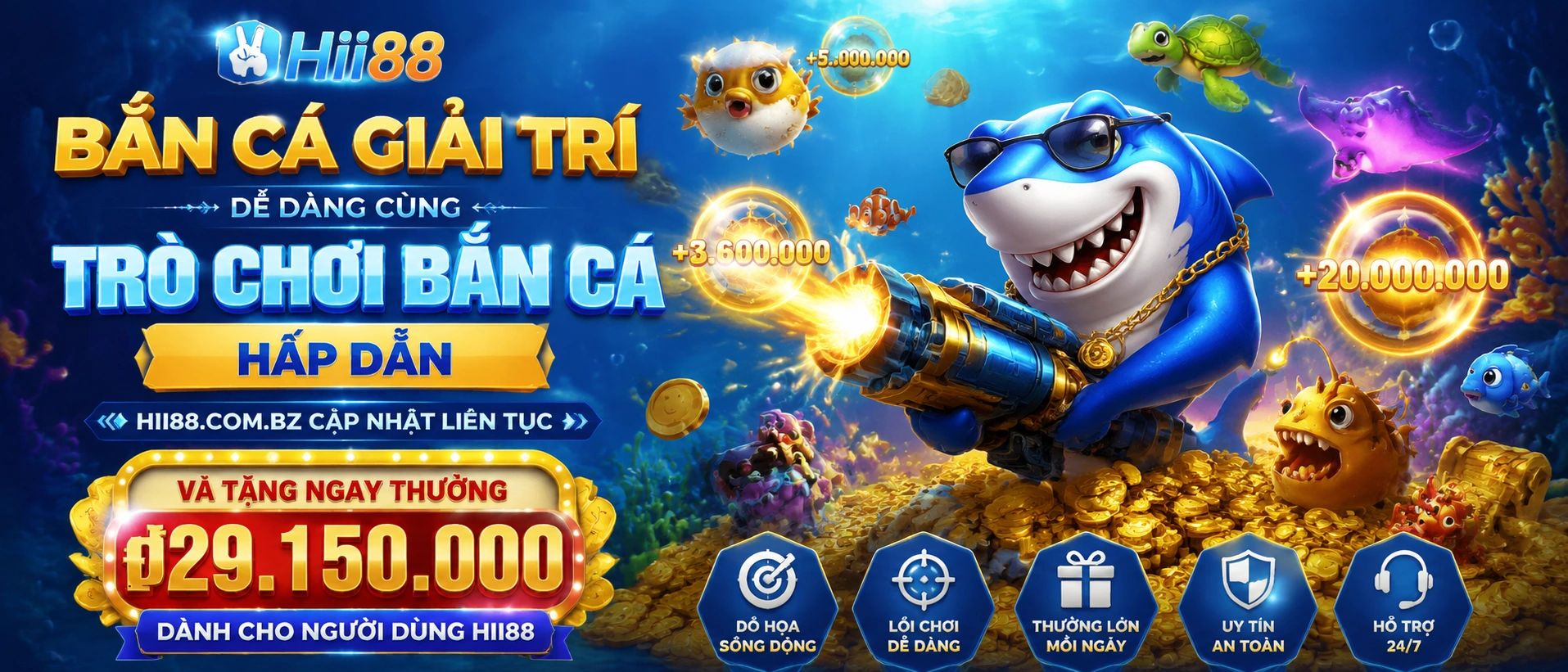 Bắn Cá Jackpot với giao diện phòng chơi sáng và trực quan